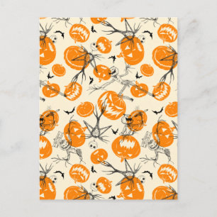 Carte Postale Le motif Halloween du roi citrouille
