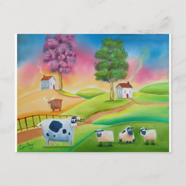 Carte Postale Le mouton mignon effraye l'art populaire G de (Devant)