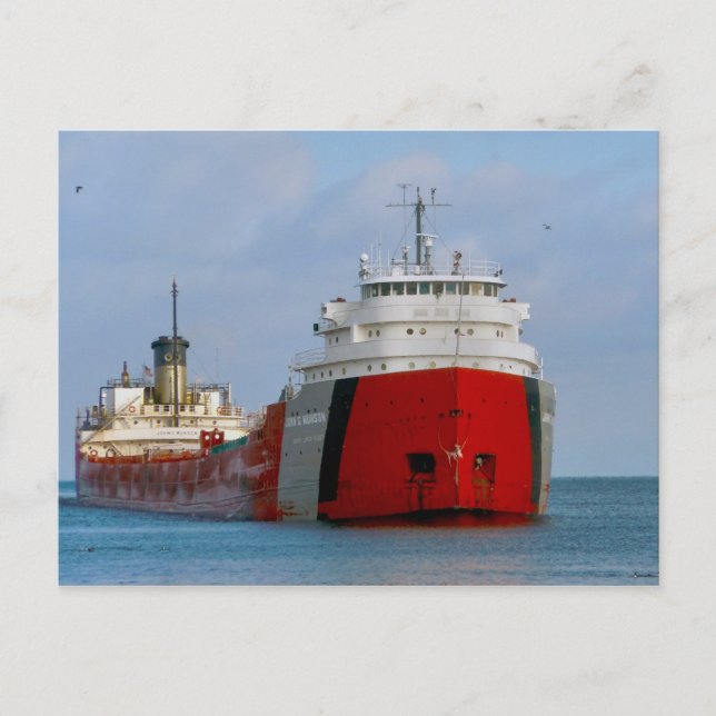 Carte Postale Le navire John G. Munson sur le lac Supérieur (Devant)