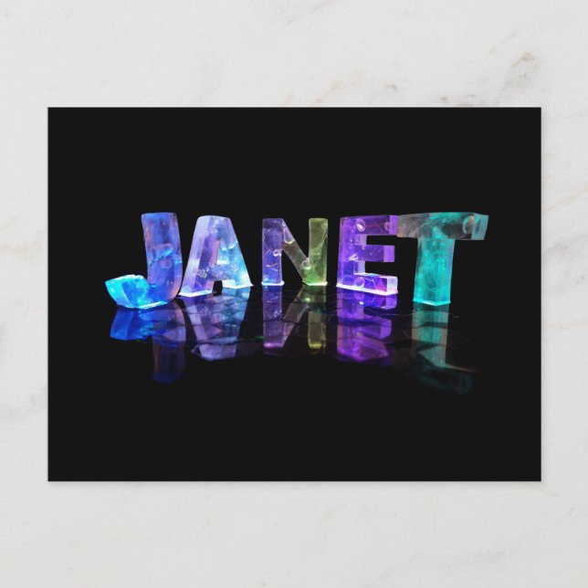 Carte Postale Le nom Janet en lumières 3D (photo) (Devant)