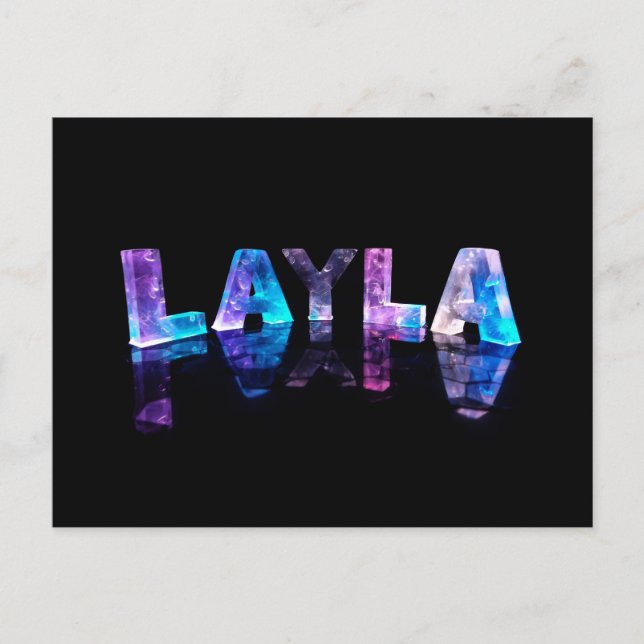 Carte Postale Le nom Layla en lumières 3D (photo) (Devant)