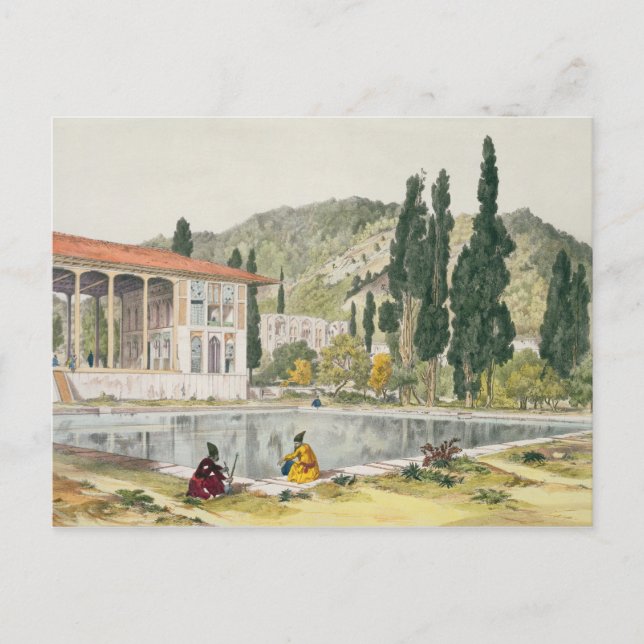 Carte Postale Le Palais et les Jardins d'Ashref, Perse, assiette (Devant)