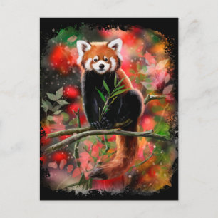 Carte Postale Le panda rouge est assis sur une branche