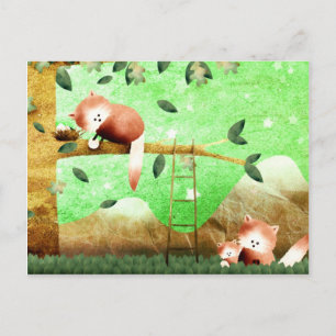 Carte Postale Le panda rouge est venu préparé ...