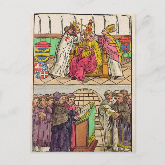 Carte Postale Le pape Martin V est installé sur la papauté (Devant)