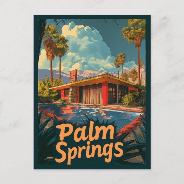 Carte Postale Le Paradis De La Piscine : Un Palm Springs Rétro (Devant)
