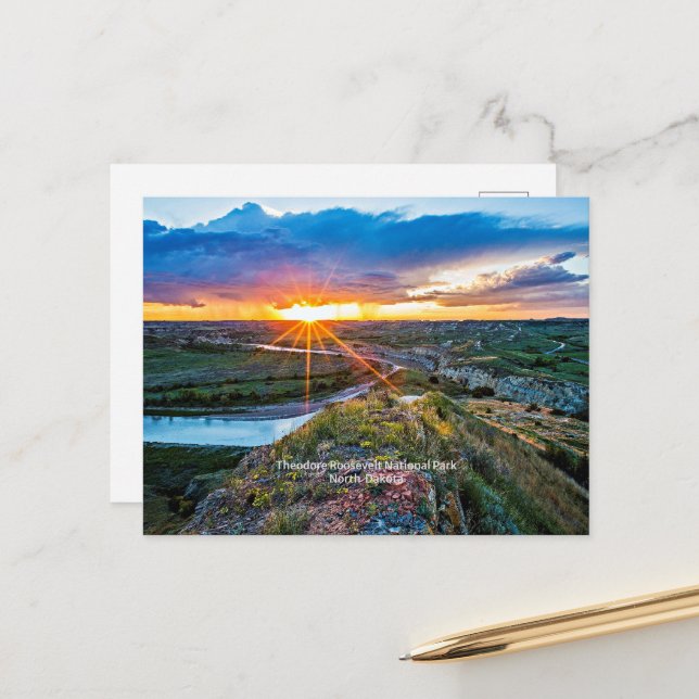 Carte Postale Le Parc national de Theodore Roosevelt (Devant/Arrière en situation)