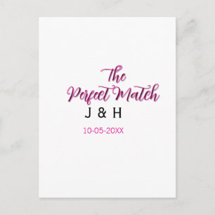 Carte Postale Le parfait match rose noir nom date mariage cou
