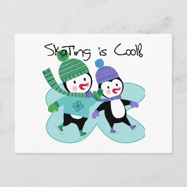 Carte Postale Le patinage de pingouins est frais (Devant)