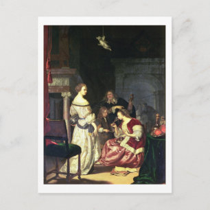 Carte Postale Le peintre avec sa famille, 1675 (huile sur pannea