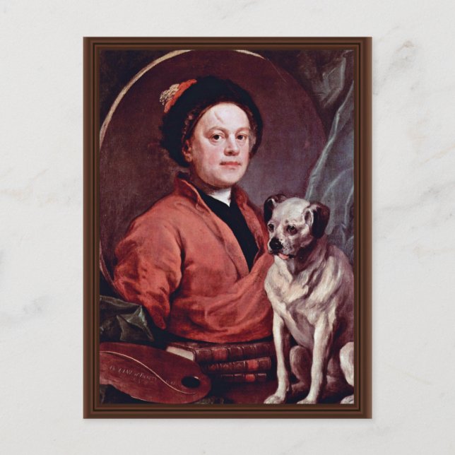 Carte Postale Le Peintre Et Son Carlin Autoportrait De Hogarth, (Devant)