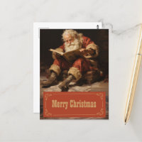 Le Père Noël lit le livre Peinture Art