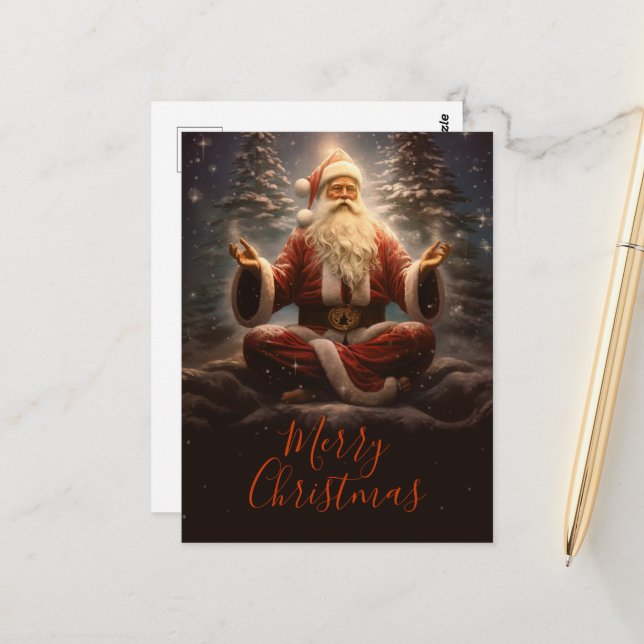 Carte Postale Le Père Noël Yoga (Devant/Arrière en situation)