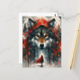 Carte Postale Le Petit Chaperon Rouge et le Loup