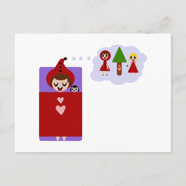 Carte Postale Le Petit Chaperon Rouge rêve grand (Devant)