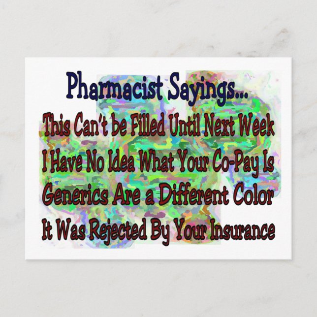 Carte Postale Le pharmacien dit "Vous savez que vous êtes pharma (Devant)