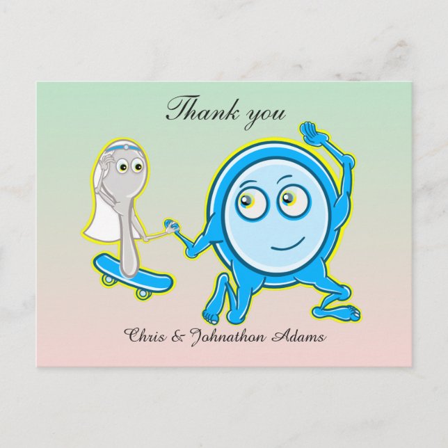 Carte Postale Le plat disparut avec le Merci Mariage à cuillère (Devant)