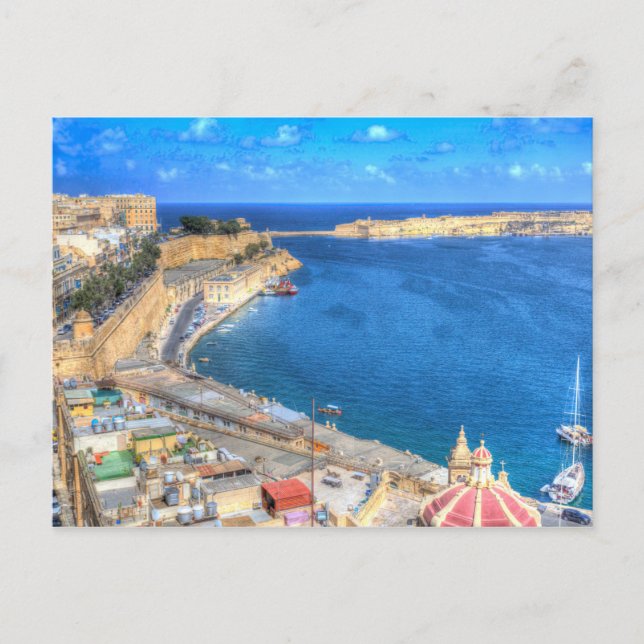Carte Postale Le port de Malte La Valette (Devant)
