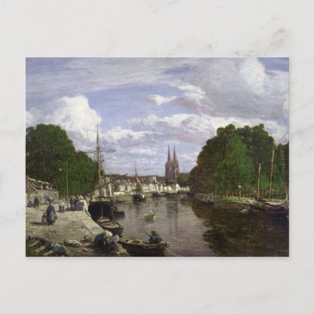 Carte Postale Le port de Quimper, 1857 (Devant)