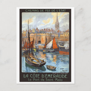 Carte Postale Le Port de Saint Malo France Vintage voyage