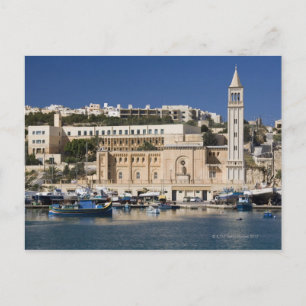 Carte Postale Le port et l'église de Marsaskala sur