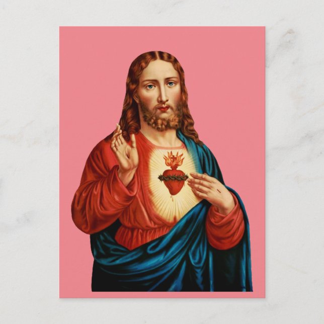 Carte Postale Le Portrait d'Art Fin du Sacré-Cœur de Jésus (Devant)