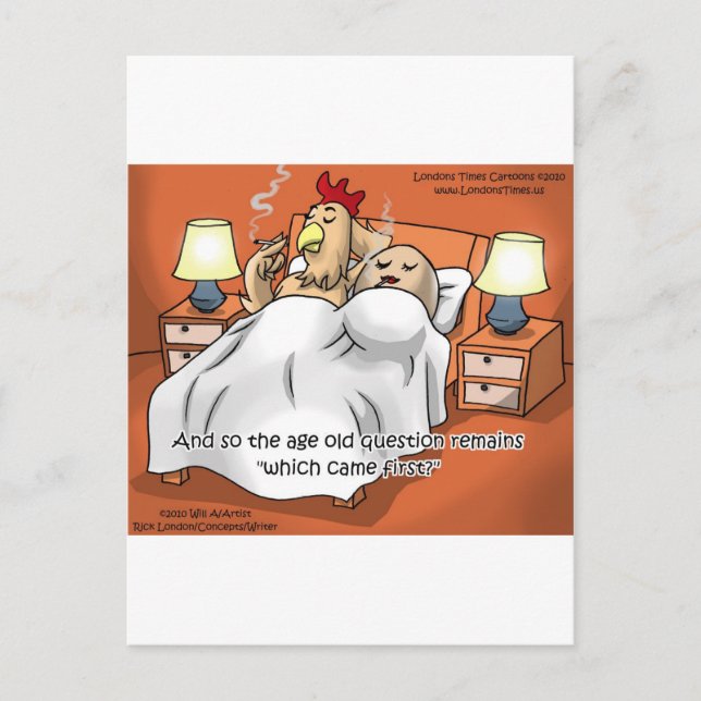 Carte Postale Le Poulet Ou L'Oeuf Est Venu 1Er ? Drôle cadeaux & (Devant)