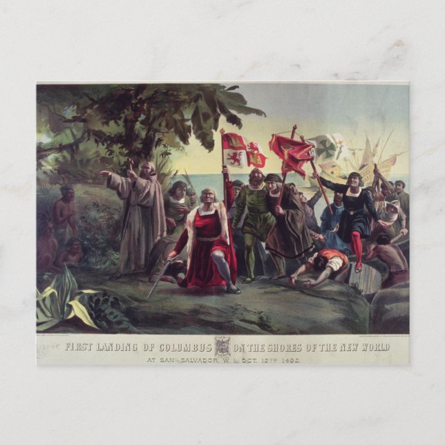 Carte Postale Le premier débarquement de Columbus (Devant)