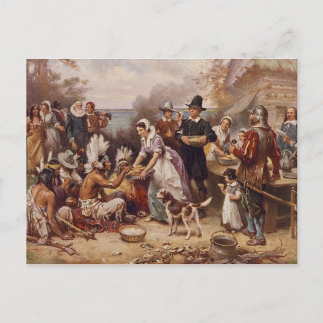 Carte Postale Le premier Thanksgiving 1621 | c.1932 (Devant)