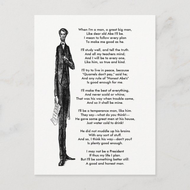Carte Postale Le Président Abraham Lincoln rend hommage au poème (Devant)