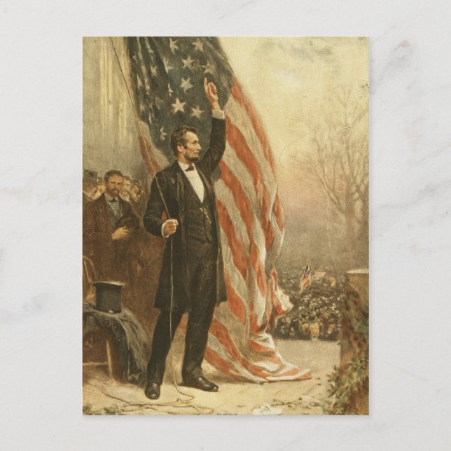 Carte Postale Le président Abraham Lincoln sous le drapeau améri (Devant)