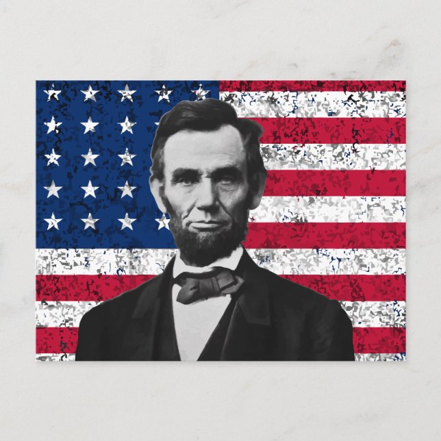 Carte Postale Le président Lincoln et le drapeau américain (Devant)