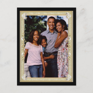 Carte Postale Le président Obama 1ère famille aux enjeux encadré
