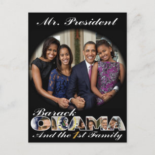 Carte Postale LE PRÉSIDENT OBAMA et LA PREMIÈRE FAMILLE