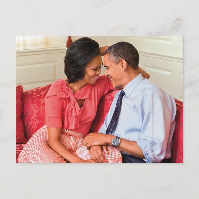 Carte Postale Le président Obama Michelle Obama en amour doux am (Devant)