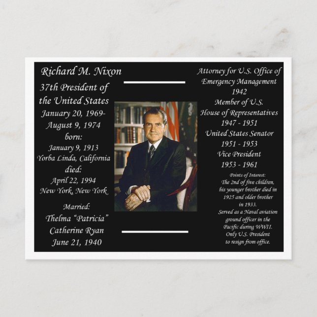 Carte Postale Le président Richard Nixon (Devant)