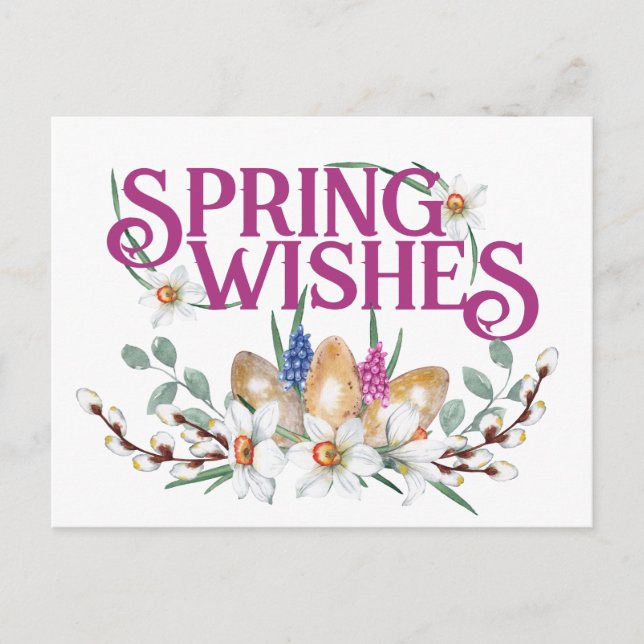 Carte Postale Le printemps veut des oeufs de fleurs Pagan Equino (Devant)