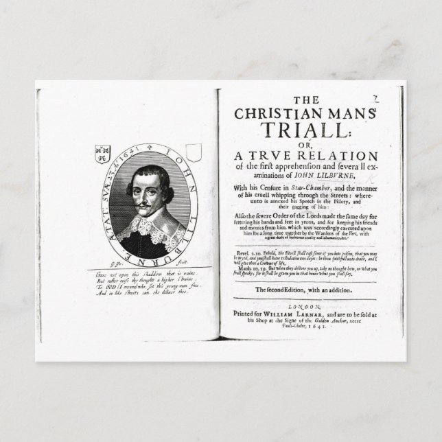 Carte Postale Le procès de l'homme chrétien" par John Lilburne (Devant)
