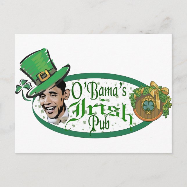 Carte Postale Le pub irlandais d'Obama (Devant)