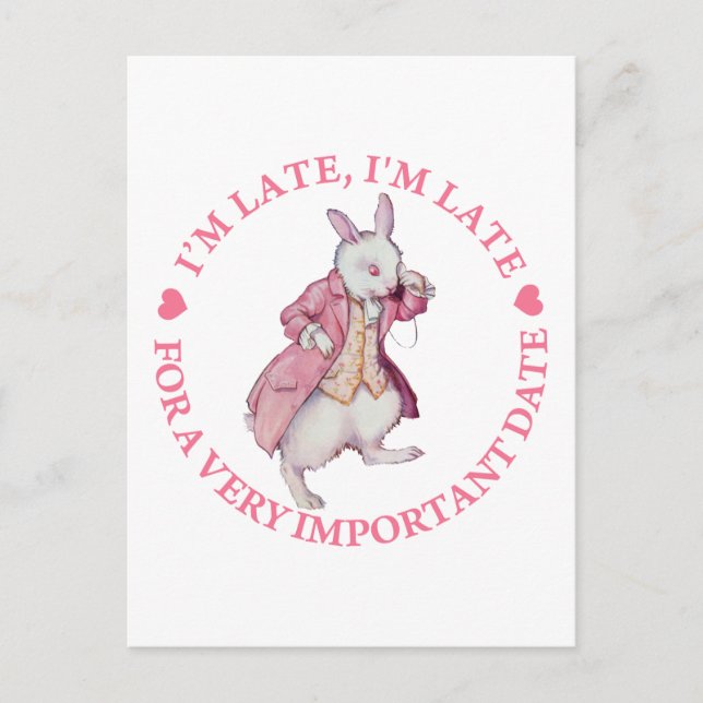 CARTE POSTALE LE RABBIT BLANC D'ALICE DIT, JE SUIS EN RETARD, JE (Devant)