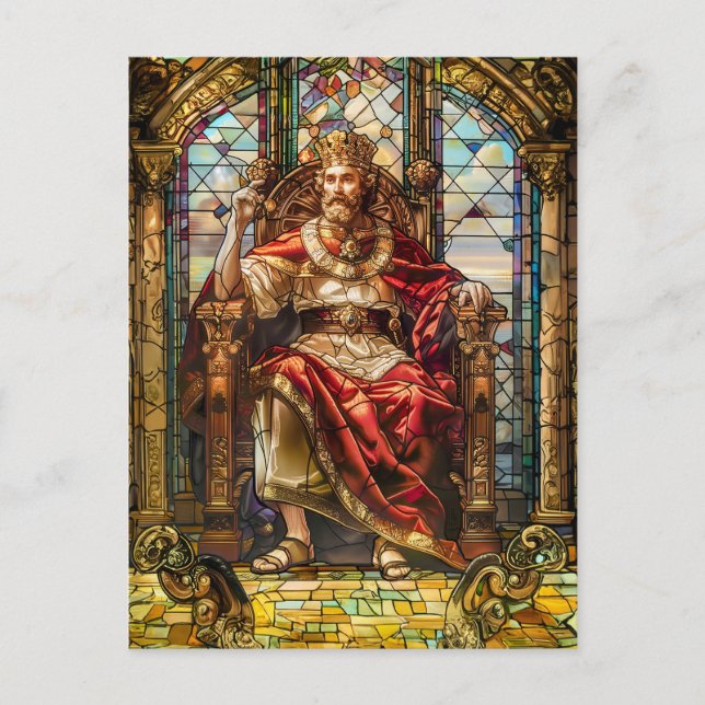 Carte Postale Le roi assis sur son trône (Devant)