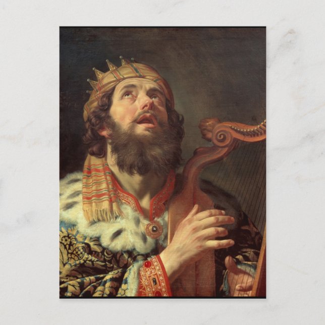 Carte Postale Le roi David Jouer de la harpe (Devant)