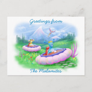 Carte Postale Le roi Monty et le prince Marvin sur leurs Hoversl