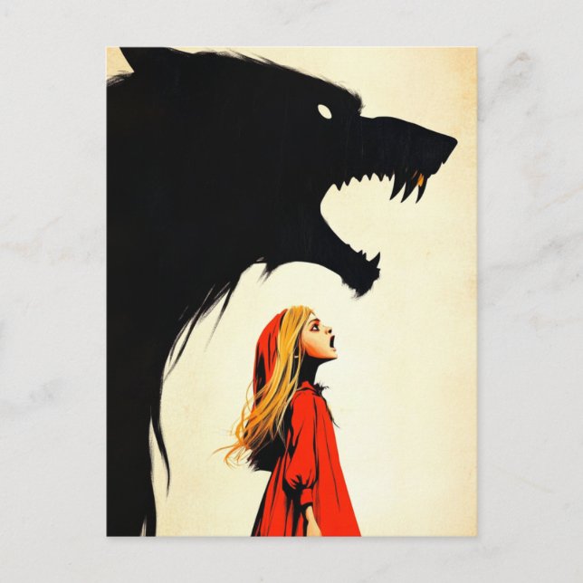 Carte Postale Le rouge et le loup noir hurlant l'Imaginaire somb (Devant)
