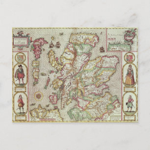 Carte Postale Le royaume d'Ecosse, gravé par Jodocus