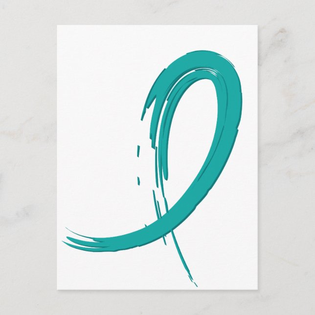 Carte Postale Le ruban Turquoise A4 du cancer de l'ovaire (Devant)