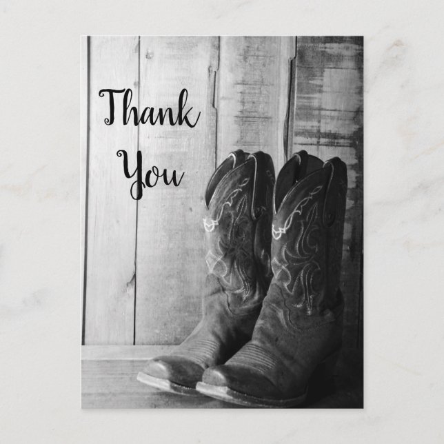 Carte Postale Le rustique Cowboy Botte le Merci Mariage occident (Devant)