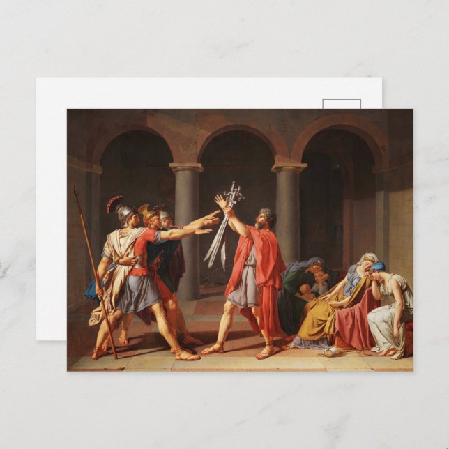 Carte Postale Le serment de la Horatii par Jacques-Louis David (Devant / Derrière)