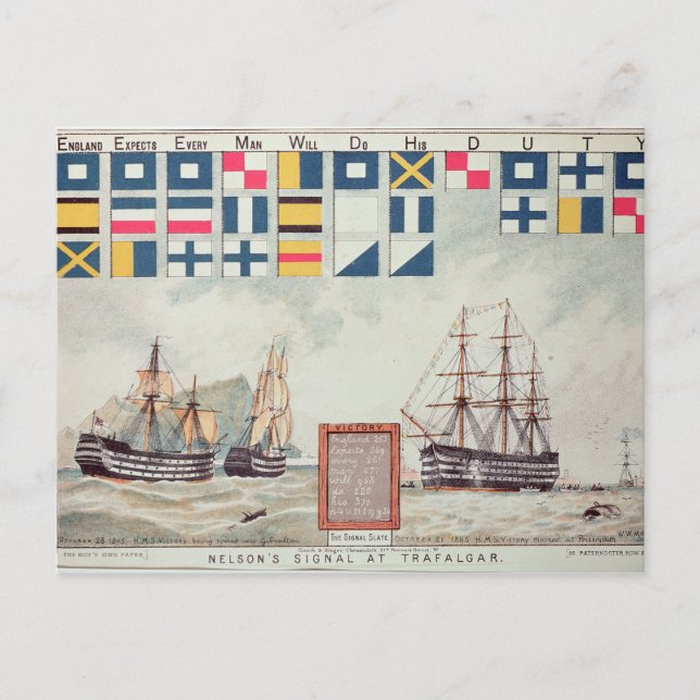 Carte Postale Le signal de Nelson à Trafalgar (Devant)