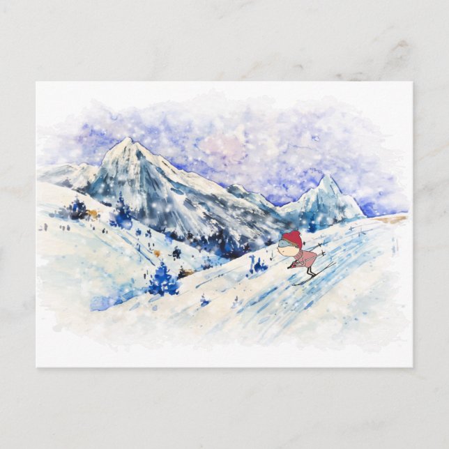 Carte Postale Le ski est amusant (Devant)